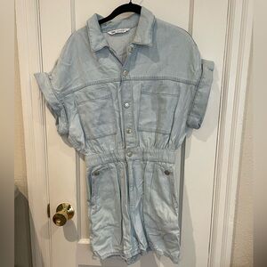 Zara Light Blue Denim Romper